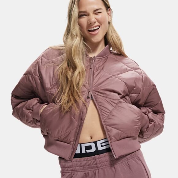 NEW UNDER ARMOUR Heritage Bomber Jacket in maroon for women 1225 4t2 - Picture 4 of 10